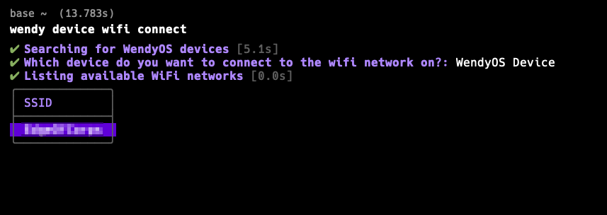 CLI WiFi SSID Select